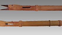 Flute, Wood, feathers, metal, buckskin, Native American (Oglala)